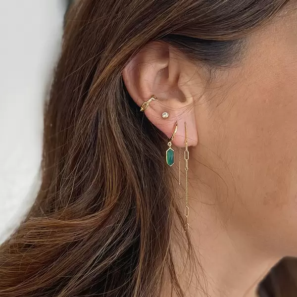 Leaf Jewelry Silber Creole, CUBE, Grüner Achat, Rosegold Begrenzt auf 3 Tage