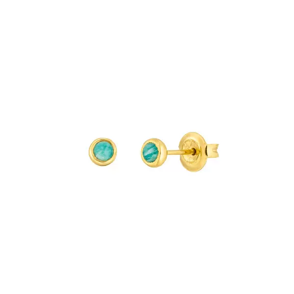 Leaf Jewelry Ohrstecker Pure Amazonit, 3mm, 18 K Gelbgold vergoldet 50% Rabatt für begrenzte Zeit