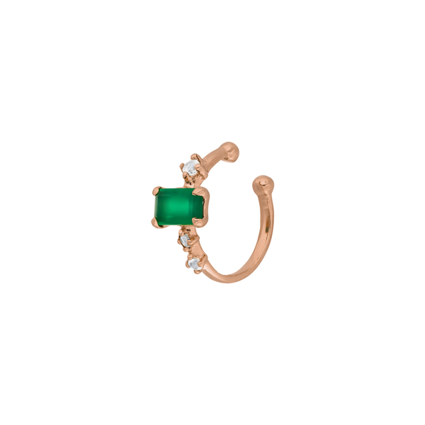 Leaf Jewelry Silber Earcuff Gorgeous Gems, Grüner Achat, Rosegold Online