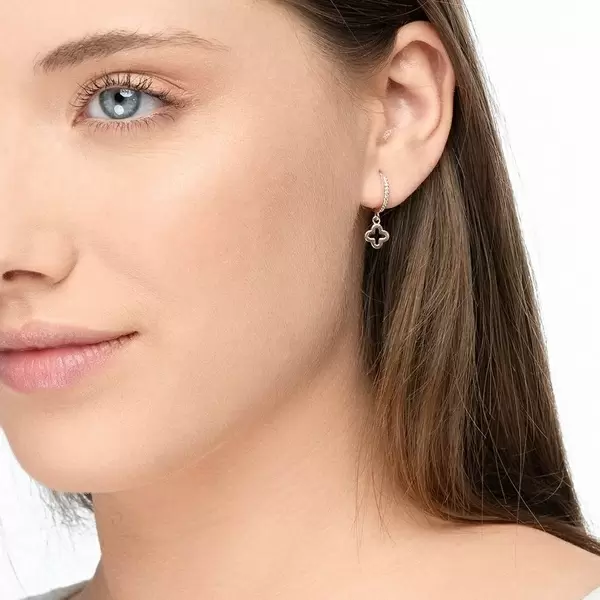 Leaf Jewelry Single Creole CLOVER/Zirkonia, 18 K Rosegold vergoldet Angebote