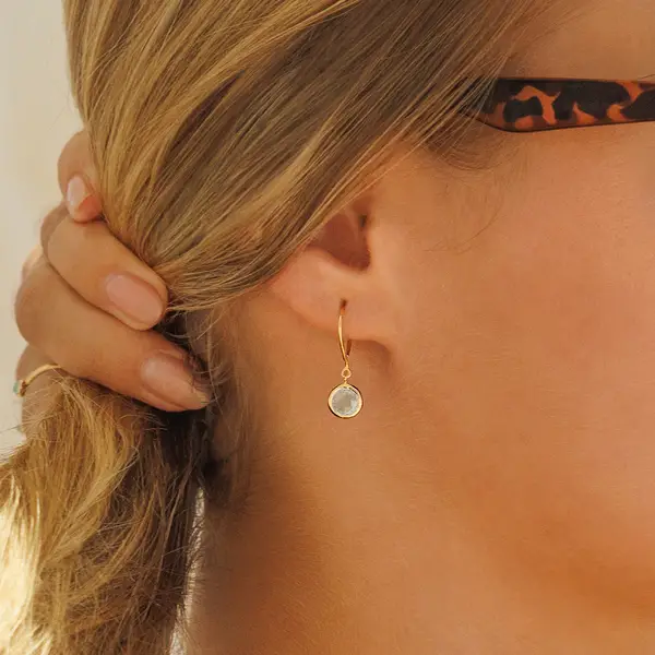 Leaf Jewelry Ohrhänger Solitär, Blauer Topaz, 18 K Rosegold vergoldet im Angebot