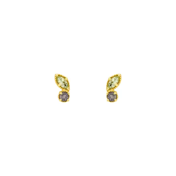 Leaf Jewelry Ohrstecker Two Gems, Peridot, 18 K Gelbgold vergoldet Schlussverkauf