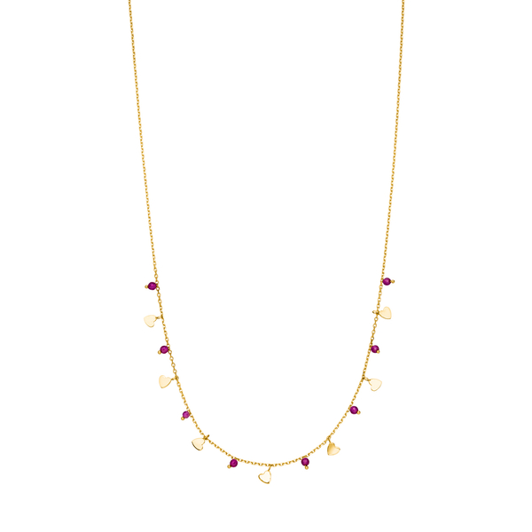 Leaf Jewelry Halskette Hearts Rubin, 18 K Gelbgold vergoldet Meist gekauft