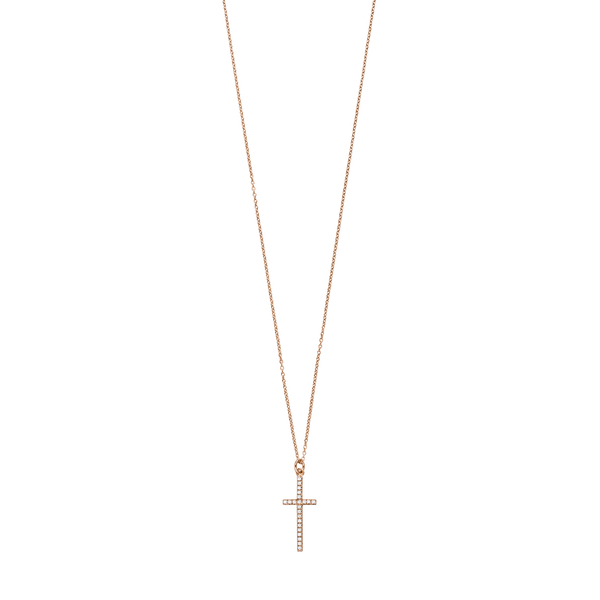 Leaf Jewelry Halskette Kreuz mit Zirkonia, 18 K Rosegold vergoldet Kostenloser Versand