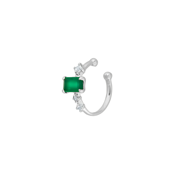 Leaf Jewelry Silber Earcuff Gorgeous Gems, Grüner Achat Fabrikpreis
