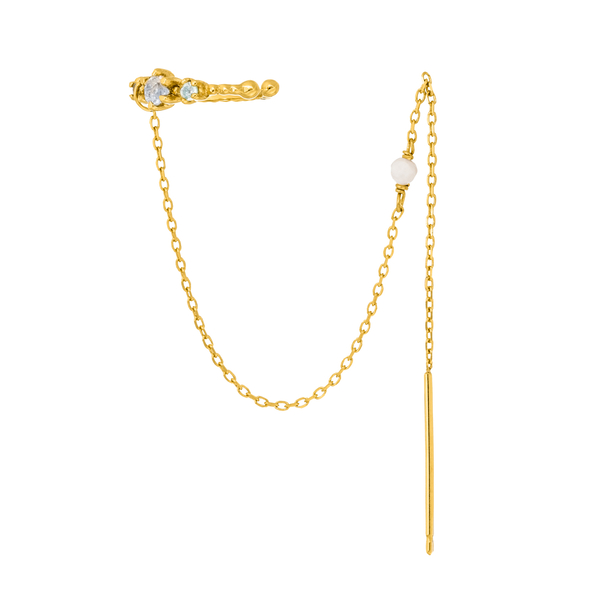 Leaf Jewelry Earcandy, Mondstein/Blauer Topaz, 18 K Gelbgold vergoldet Großer Ausverkauf
