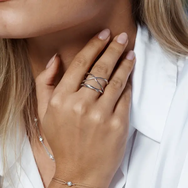 Leaf Jewelry Ring X Cross, 925 Sterlingsilber, Größe 54 Flash Sale