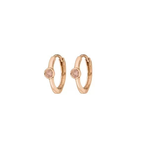 Leaf Jewelry Creole One Gem, Rosenquarz, 18 K Rosegold vergoldet Cyber Monday
