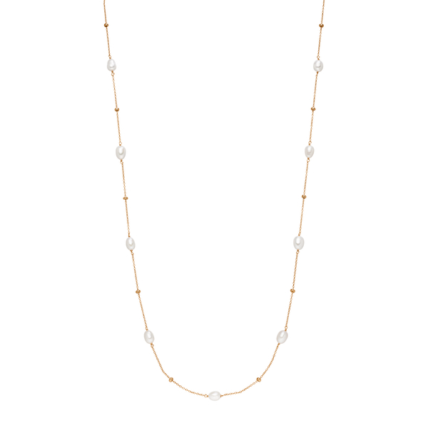 Leaf Jewelry Halskette Perlen Basic, 18 K Rosegold vergoldet Valentinstagsangebot