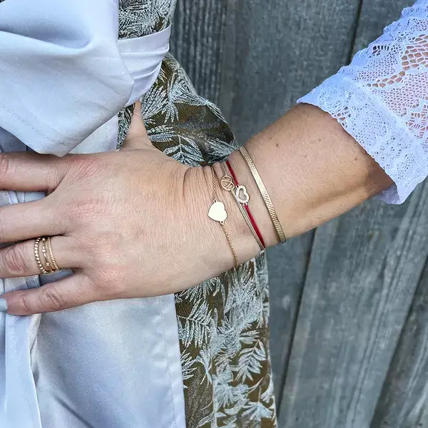Leaf Jewelry Glücksarmbändchen Herz Zirkonia, Gelbgold vergoldet, Grau Neueste Mode