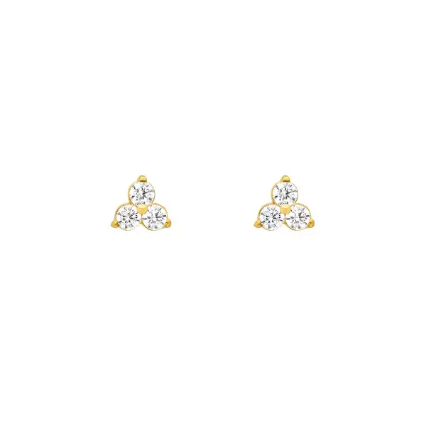 Leaf Jewelry Ohrstecker Triple Zirkonia, 18 K Gelbgold vergoldet Blitzangebot