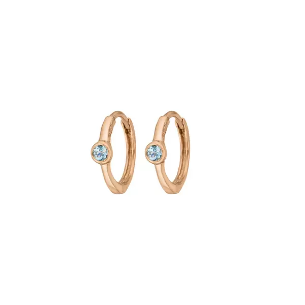 Leaf Jewelry Creole One Gem, Blauer Topas, 18 K Rosegold vergoldet Neuheiten