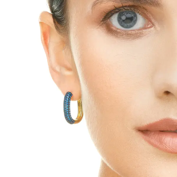 Leaf Jewelry Silber Creole, PAVE Blau, Gelbgold Letzte 2 Tage