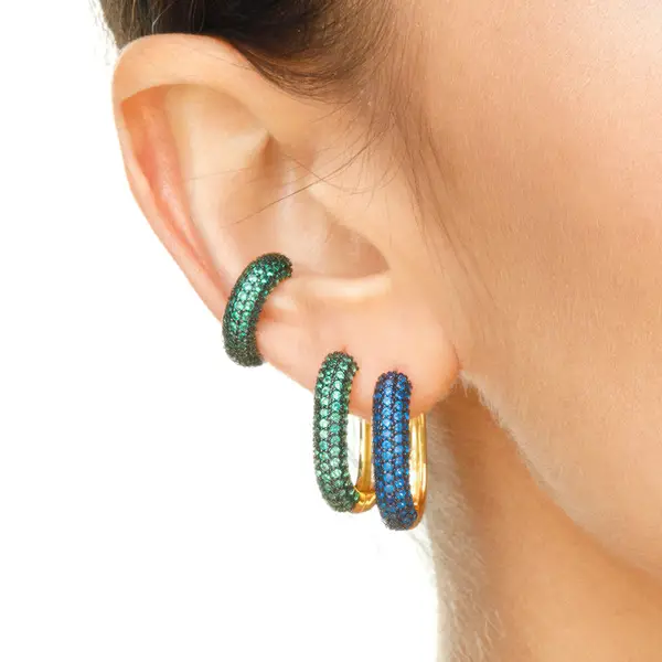 Leaf Jewelry Silber Creole, PAVE Blau, Gelbgold Letzte 2 Tage