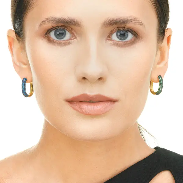 Leaf Jewelry Silber Creole, PAVE Blau, Gelbgold Letzte 2 Tage