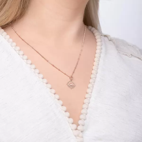 Leaf Jewelry Halskette Evil Eye, 45cm, 18 K Rosegold vergoldet Letzter Tag