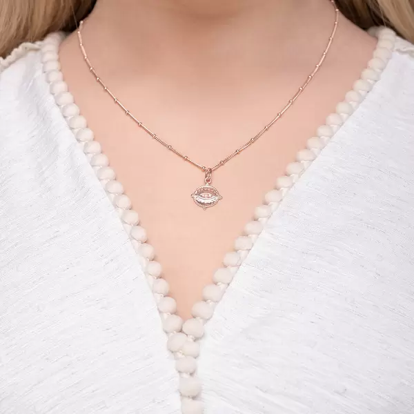Leaf Jewelry Halskette Evil Eye, 45cm, 18 K Rosegold vergoldet Letzter Tag