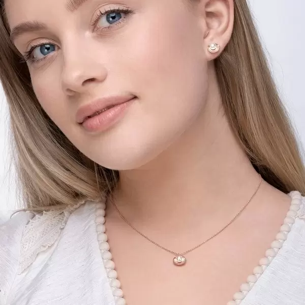 Leaf Jewelry Halskette Muschel mit Perle, 18 K Rosegold vergoldet Riesige Rabatte