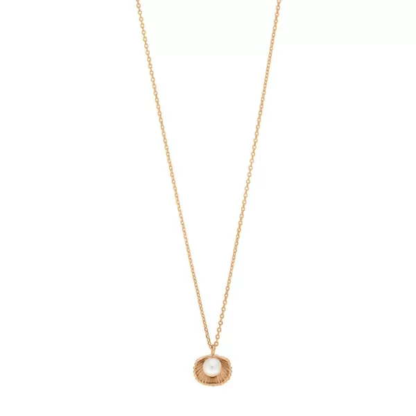 Leaf Jewelry Halskette Muschel mit Perle, 18 K Rosegold vergoldet Riesige Rabatte