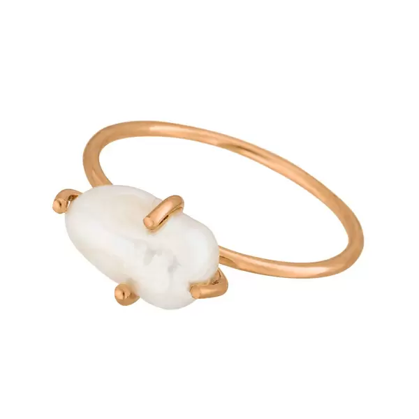 Leaf Jewelry Ring Barockperle, 18 K Rosegold vergoldet, Gr.50 Kostenloser Versand international