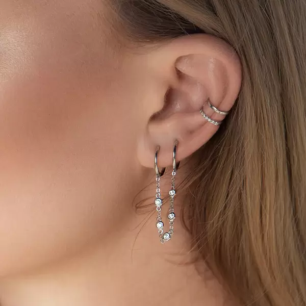 Leaf Jewelry Ear Candy - Double Hoop, Zirkonia, 18 K Rosegold vergoldet Speichern exportieren