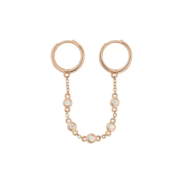 Leaf Jewelry Ear Candy - Double Hoop, Zirkonia, 18 K Rosegold vergoldet Speichern exportieren