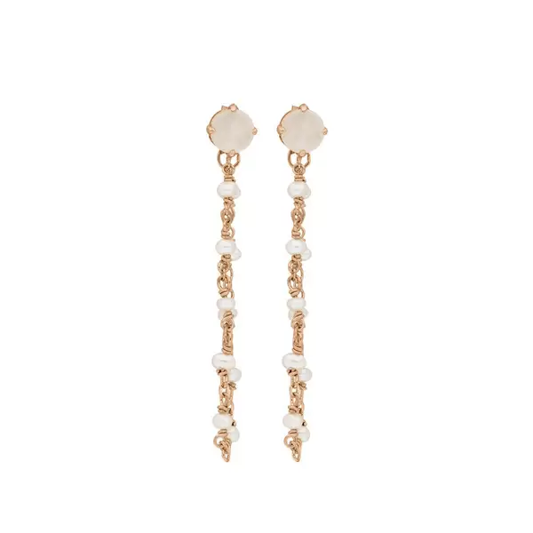 Leaf Jewelry Ohrhänger Flying Gem, Perle/Rosenquarz, 18 K Rosegold vergoldet Auslauf