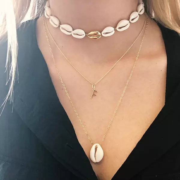 Leaf Jewelry Halskette Cowrie Shell, 55 cm, 18 K Rosegold vergoldet Angebote