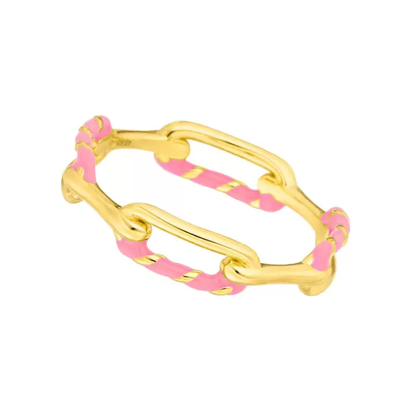 Leaf Jewelry Ring Neon Twist, 18 K Gelbgold vergoldet, pink, Gr.54 Schlussverkauf