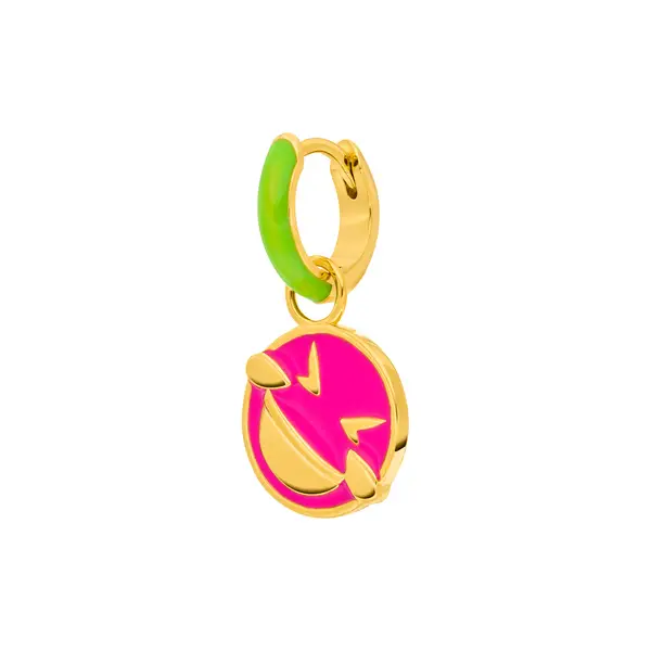 Leaf Jewelry Single Creole "LOL" EMOJI, 18 K Gelbgold vergoldet Limitierter Zeitrabatt