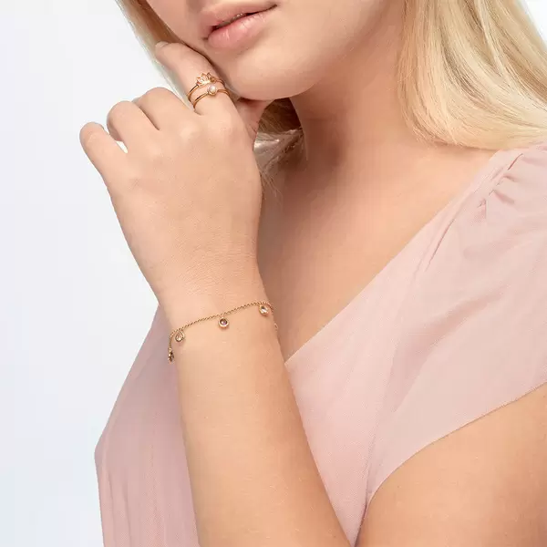 Leaf Jewelry Armkette Sweet Drops, Mix Gems, 18 K Rosegold vergoldet Heißer Verkauf