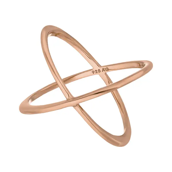 Leaf Jewelry Ring X Cross, 18 K Rosegold vergoldet, Größe 54 Saisonale Angebote