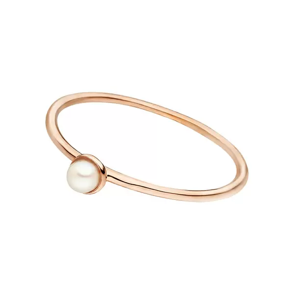 Leaf Jewelry Stacking Ring, Perle, 3mm, 18 K Roségold vergoldet Riesige Ersparnisse