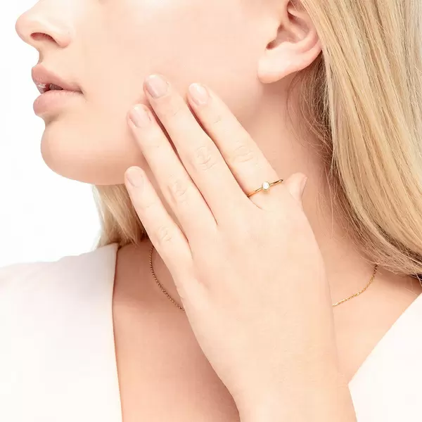 Leaf Jewelry Stacking Ring, Perle, 3mm, 18 K Roségold vergoldet Riesige Ersparnisse