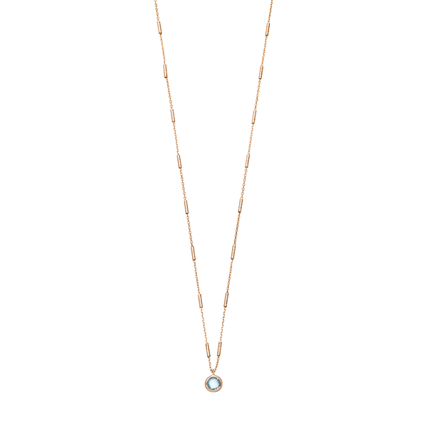 Leaf Jewelry Halskette Solitär, Blauer Topaz, 18 K Rosegold vergoldet Wochenangebot