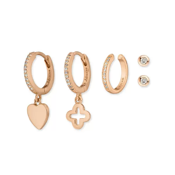 Leaf Jewelry Ear Mix, 5-er Set, 18 K Rosegold vergoldet Begrenzte Freigabe