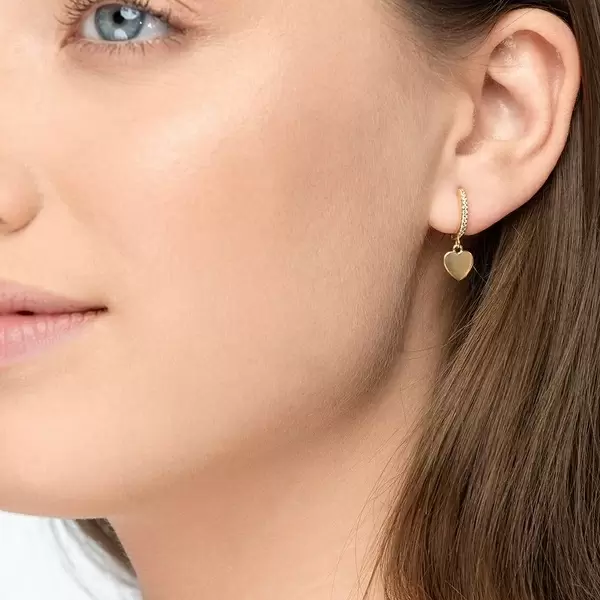 Leaf Jewelry Single Creole HEART/Zirkonia, 18 K Gelbgold vergoldet Bis zu 60% Rabatt