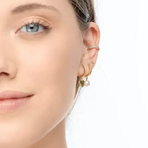 Leaf Jewelry Single Creole HEART/Zirkonia, 18 K Gelbgold vergoldet Bis zu 60% Rabatt