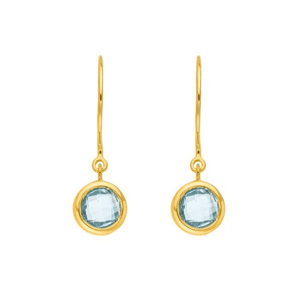 Leaf Jewelry Ohrhänger Solitär, Blauer Topaz, 18 K Gelbgold vergoldet Vierteljährliche Förderung