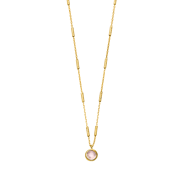 Leaf Jewelry Halskette Solitär, Rosenquarz, 18 K Gelbgold vergoldet Discount Store für neue Produkte