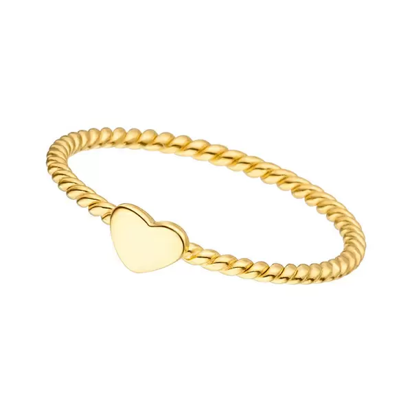 Leaf Jewelry Ring Twist mit Herzchen, 18 K Gelbgold vergoldet, Größe 50 Super Rabatt
