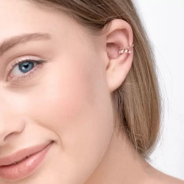 Leaf Jewelry Earcuff Fancy, 18 K Rosegold vergoldet Fabrikpreis