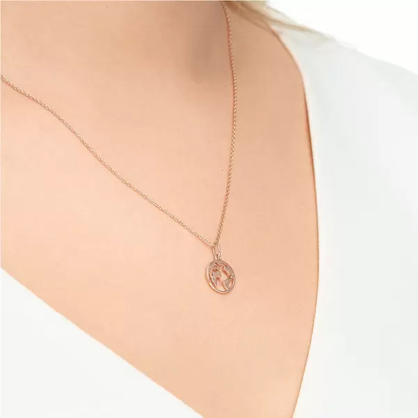 Leaf Jewelry Halskette Weltkugel, 18 K Rosegold vergoldet Günstig kaufen