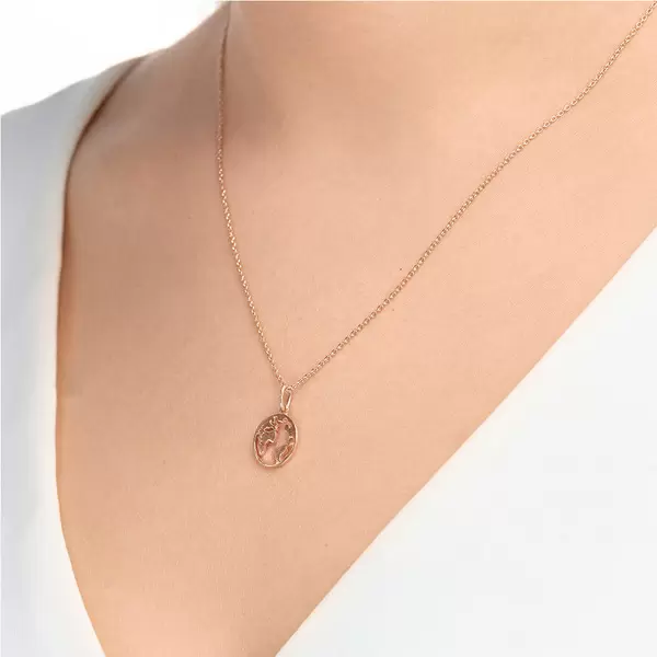 Leaf Jewelry Halskette Weltkugel, 18 K Rosegold vergoldet Günstig kaufen