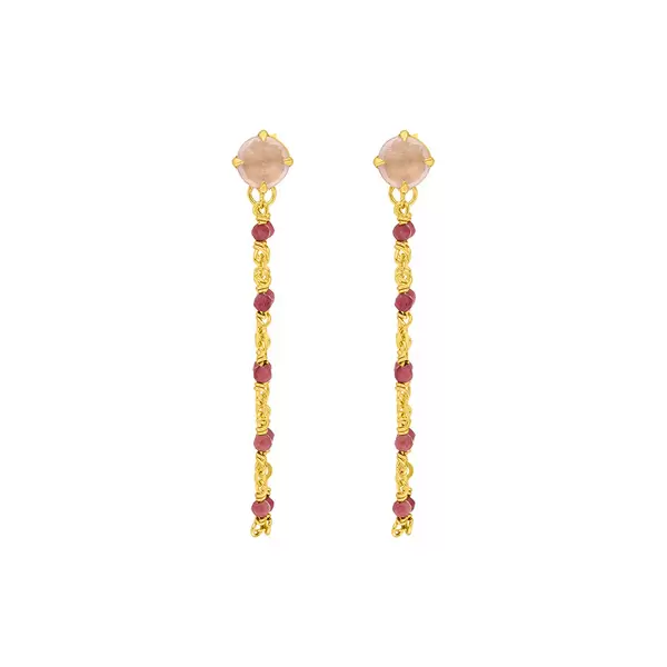 Leaf Jewelry Ohrhänger Flying Gems, Rosenquarz, 18 K Gelbgold vergoldet Versandkostenfrei