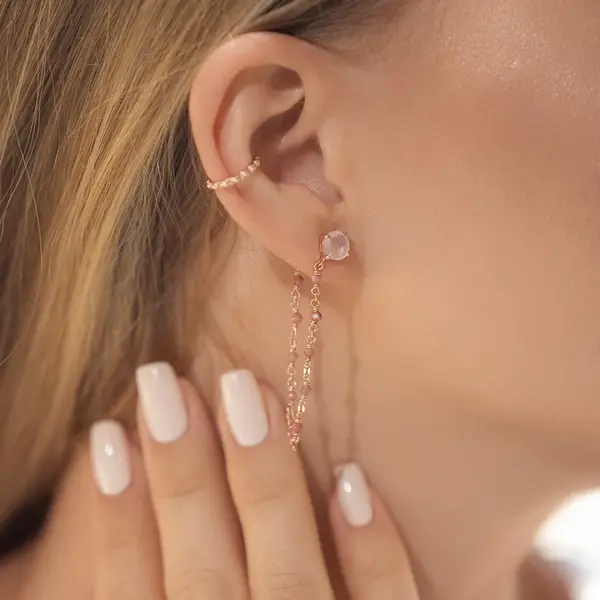 Leaf Jewelry Ohrhänger Flying Gems, Rosenquarz, 18 K Gelbgold vergoldet Versandkostenfrei
