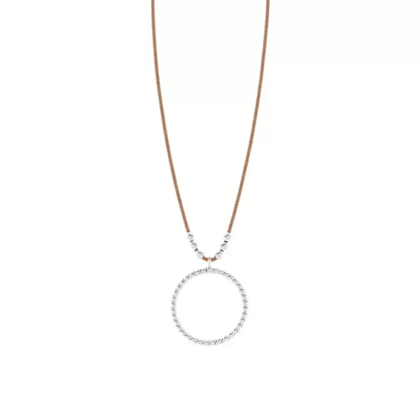Leaf Jewelry Glückshalskettchen Circle, 925 Sterlingsilber, Beige Saisonschlussverkauf