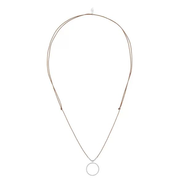 Leaf Jewelry Glückshalskettchen Circle, 925 Sterlingsilber, Beige Saisonschlussverkauf