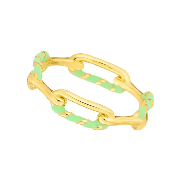 Leaf Jewelry Ring Neon Twist, 18 K Gelbgold vergoldet, grün, Gr.54 Neueste Mode