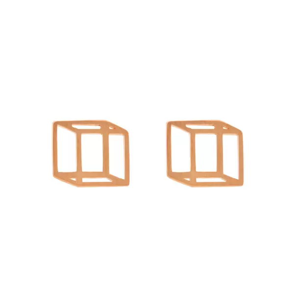 Leaf Jewelry Ohrstecker Cube matt, 18 K Rosegold vergoldet Online Outlet